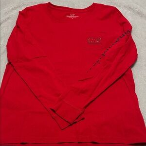 Vineyard Vines Women’s Christmas Red Long-Sleeve Pocket Tee